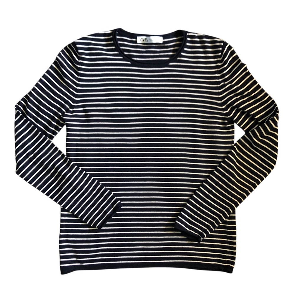 Zara Navy & White Striped Women’s Long Sleeve Size XL